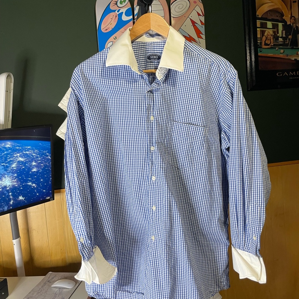 Blue and White Checkered woman’s Shirt Sero size 16
